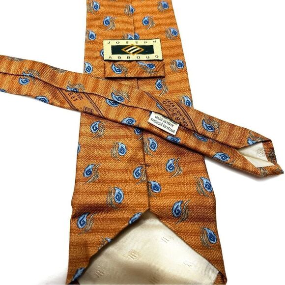 Joseph Abboud Silk Made in Italy Necktie Brown Blue Tie Paisley Mens Workwear - Picture 1 of 7